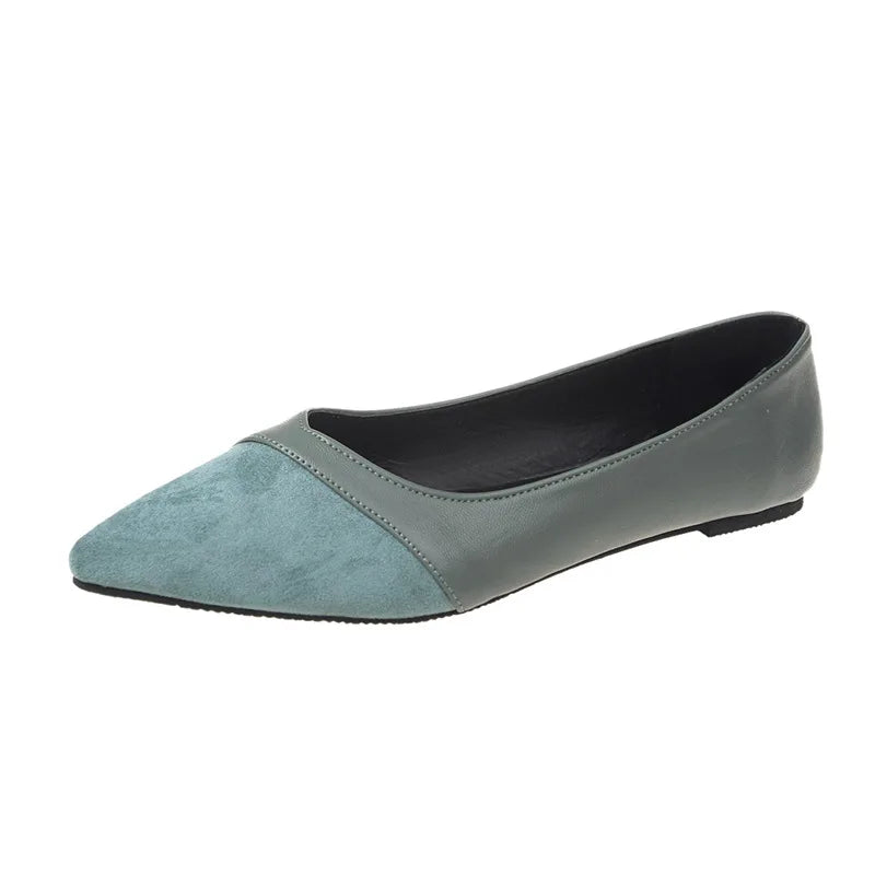 Flat black leather shoes for women Versatile low-heel slip-on work shoes for autumn