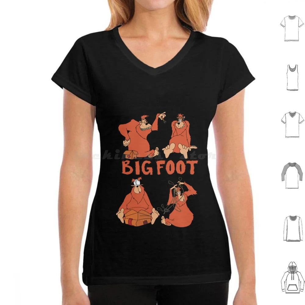 Bigfoot T Shirt Big Size 100% Cotton Bigfoot Sasquatch A Movie Cartoon Toon Retro Throwback 90s Headphones Keys Underwear Video