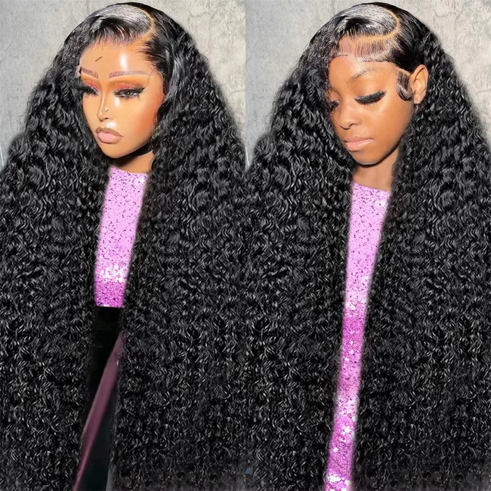 Deep Wave Wig Natural 200% Density 46 Inch 13x4 13x6 Transparent HD Lace Frontal Wig Human Hair Pre Plucked Remy Hair Women Wigs