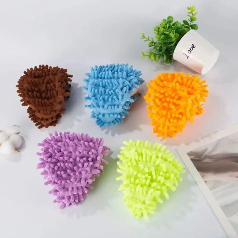2 Pcs Chenille Mopping Shoes Colorful Household Cleaning Floor Dust Slippers Absorbent Cloth for Home Use