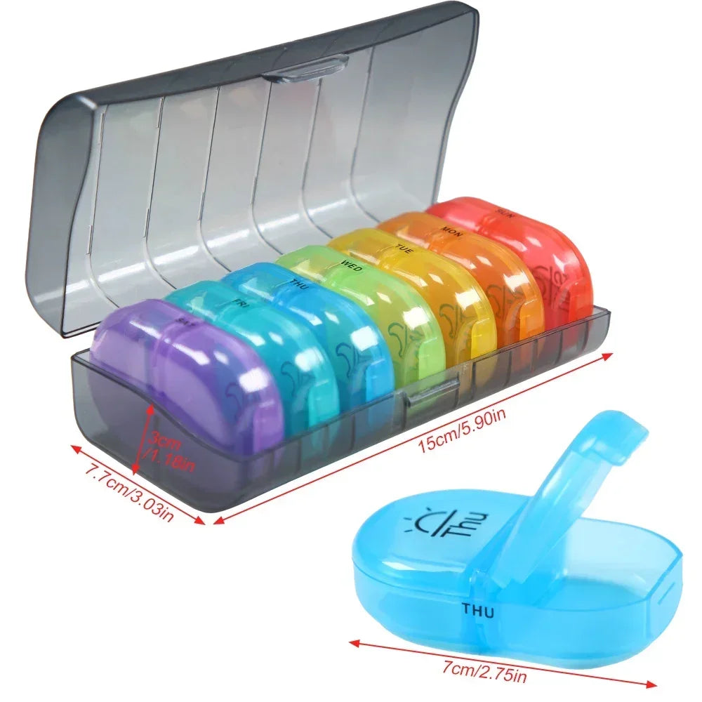 Pill Box 2 Times A Day, Weekly Pill Organizer AM PM with 7 Daily Pocket Case To Hold Vitamin, Medicine, Medication & Supplement