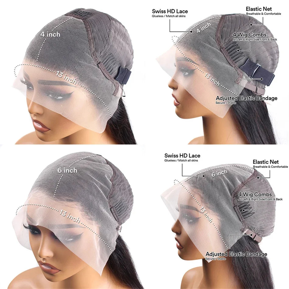 High Density Loose Deep Wave Lace Frontal Wig 30 40 Inch Lace Front Brazilian Curly Wigs 13x6 Hd Lace Frontal Black Human Hair