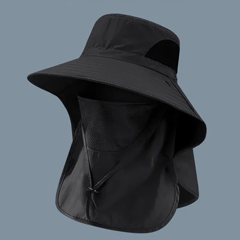 Summer UV Protection Hiking Hat Quick-drying Wide Brim Outdoor Visor Bucket Hats Mesh Breathable Sun Hat Outdoor Cycling Hat