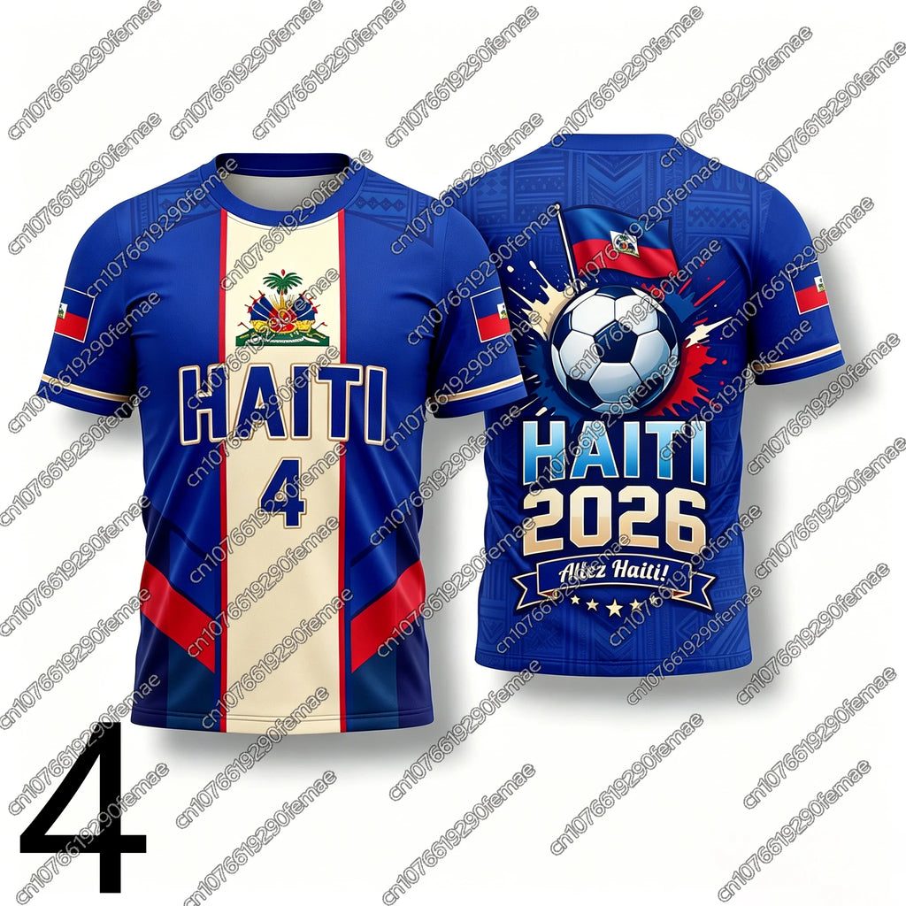 2026 New Summer Haiti Fans T-Shirt Unisex Football Style Name Number Print Jersey Boys Girls Sports Top Hiking Outdoor Apparel