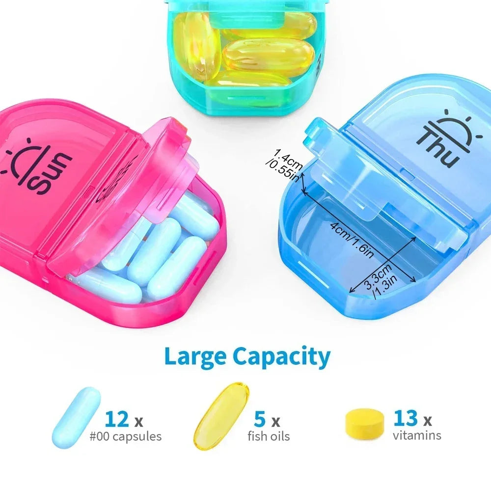 Pill Box 2 Times A Day, Weekly Pill Organizer AM PM with 7 Daily Pocket Case To Hold Vitamin, Medicine, Medication & Supplement