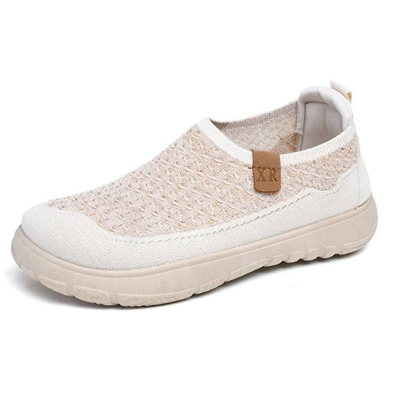 Spring and summer fly-woven breathable mesh shoes for women trendy easiest for matchthick sole loafers comfortable casual shoe