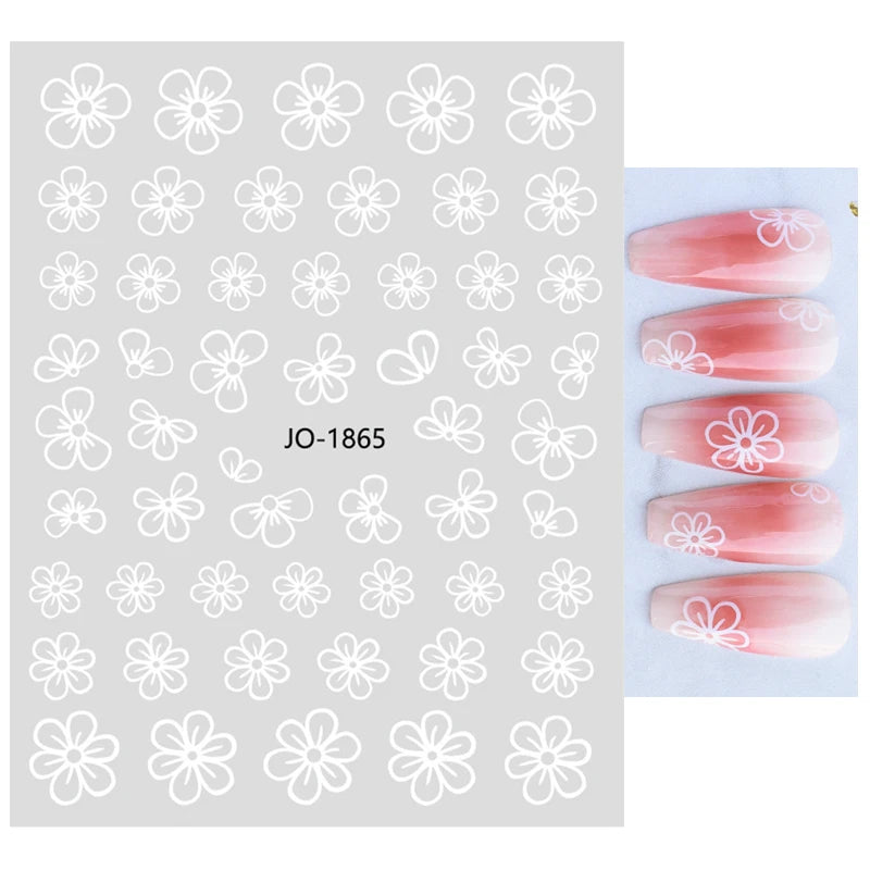 3d Nail Art Decals Grey Dry Florals Watercolor Nuance Flowers Adhesive Sliders Nails Stickers Decorations For Manicures Tips