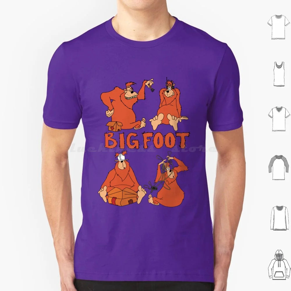 Bigfoot T Shirt Big Size 100% Cotton Bigfoot Sasquatch A Movie Cartoon Toon Retro Throwback 90s Headphones Keys Underwear Video