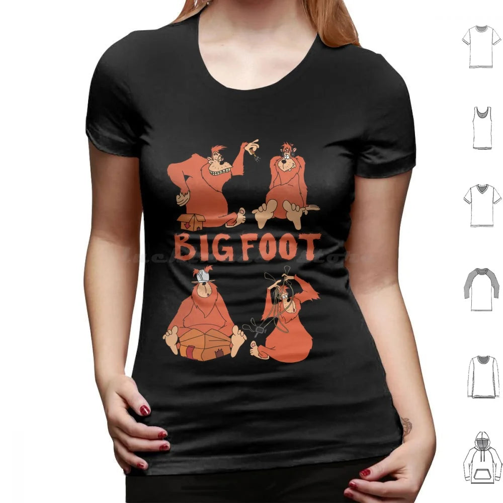 Bigfoot T Shirt Big Size 100% Cotton Bigfoot Sasquatch A Movie Cartoon Toon Retro Throwback 90s Headphones Keys Underwear Video