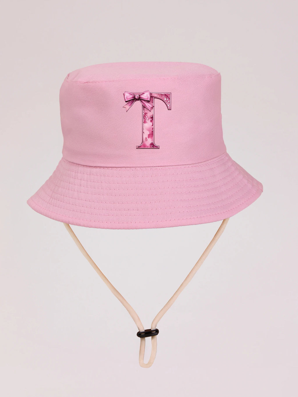 1pc pink baby girl bucket hat cap 3-8 years old Spring A-Z letter And  Summer Cap Features a ButterflyKnot Design with Fuchsia L