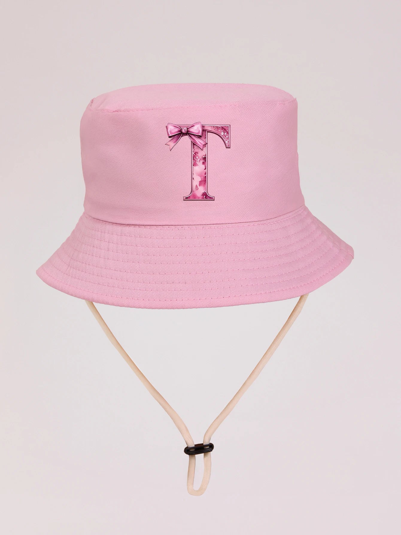 1pc pink baby girl bucket hat cap 3-8 years old Spring A-Z letter And  Summer Cap Features a ButterflyKnot Design with Fuchsia L