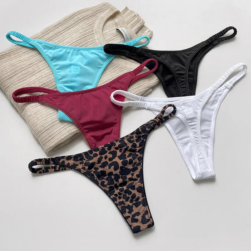 Women Panties Sexy G String Thong Ice Silk Seamless Underwear Leopard T Back Girls Briefs Underpants Plus Size S-XL