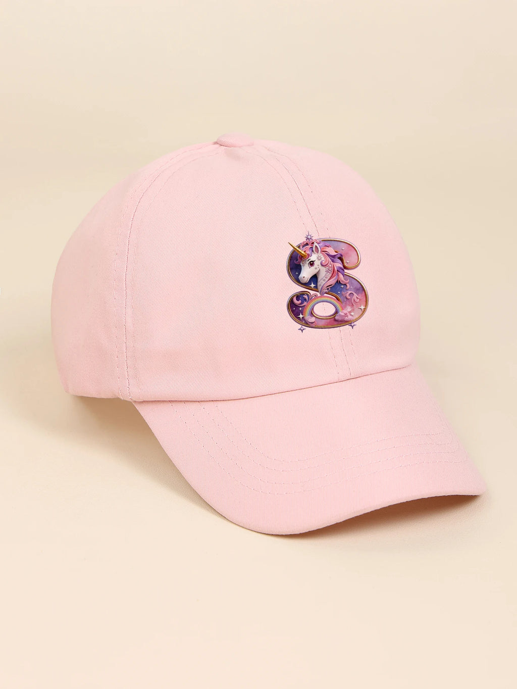 1pc pink baby hat  Adjustable Youngsters' Baseball Cap with A-Z letter Rainbow Unicorn - Breathable Sun Hat for Boys and Girls A