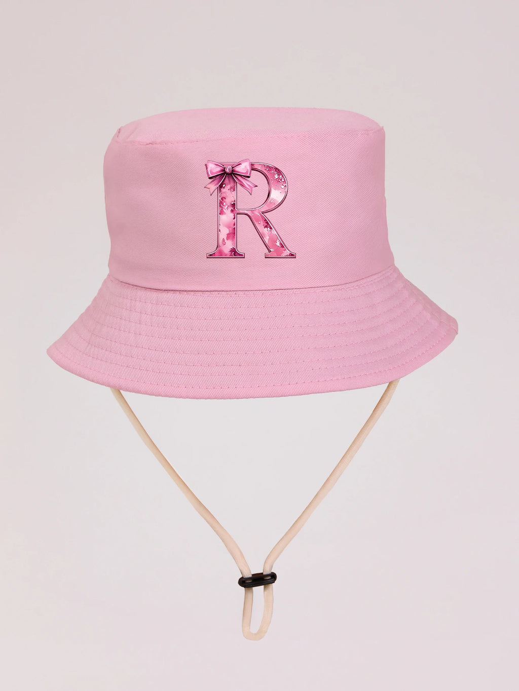 1pc pink baby girl bucket hat cap 3-8 years old Spring A-Z letter And  Summer Cap Features a ButterflyKnot Design with Fuchsia L