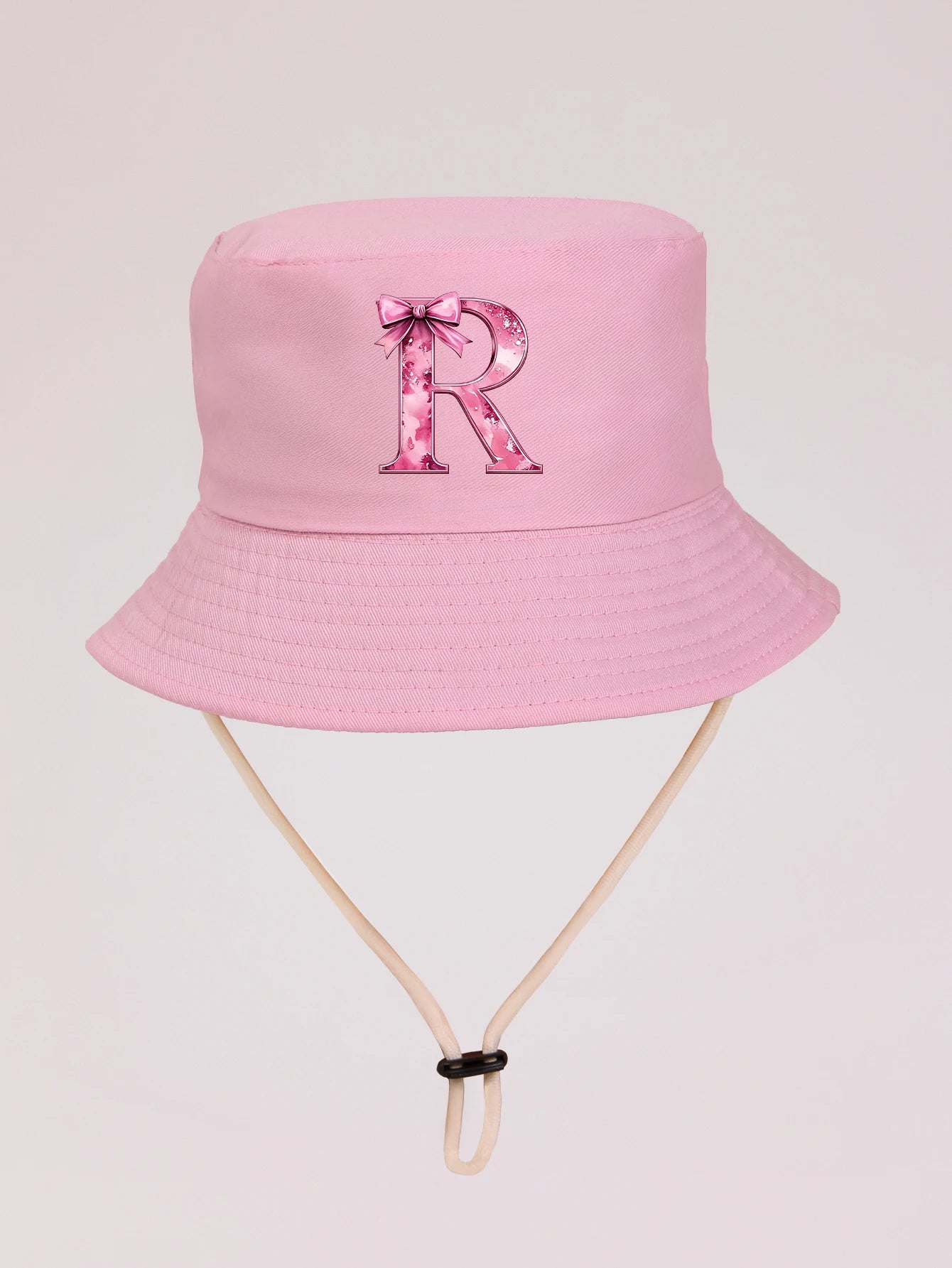 1pc pink baby girl bucket hat cap 3-8 years old Spring A-Z letter And  Summer Cap Features a ButterflyKnot Design with Fuchsia L