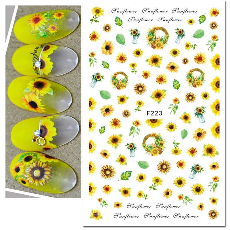 3d Nail Art Decals Grey Dry Florals Watercolor Nuance Flowers Adhesive Sliders Nails Stickers Decorations For Manicures Tips