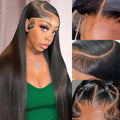 7x6 Straight Big Lace Front Wigs Human Hair No Glue HD Lace Front Closure Ready to Wear Wigs 220% Density Glueless Natural Black