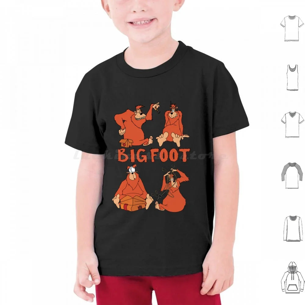 Bigfoot T Shirt Big Size 100% Cotton Bigfoot Sasquatch A Movie Cartoon Toon Retro Throwback 90s Headphones Keys Underwear Video