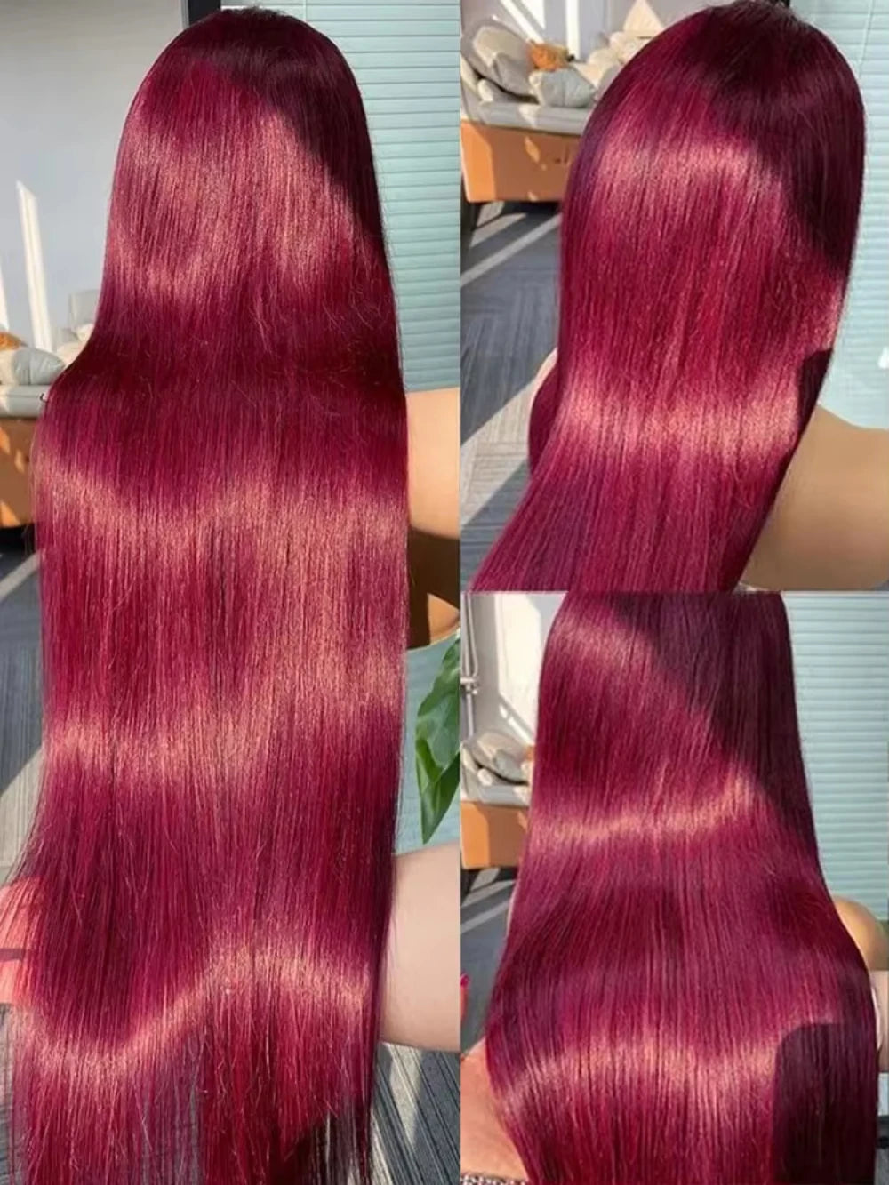 99J Colored Straight Human Hair Wigs Burgundy 13x6 13x4 HD Lace Frontal Wigs For Women 220 Density Lace Front Human Hair Wig