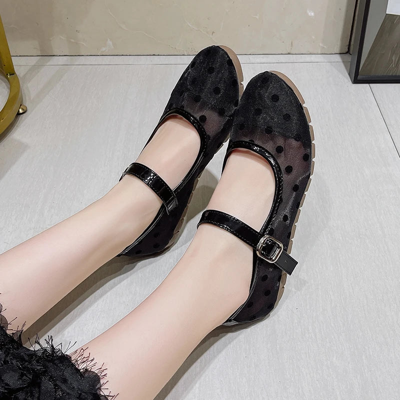 Spring/Autumn Elegant Round-toe Breathable Wave Point Buckle Casual Shoes Fashionable Best Selling New Comfortable Women's Shoes