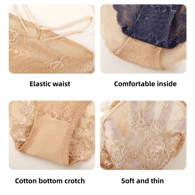 Summer New Sexy Women's Underwear Lace Lifting Buttocks Sexy Breathable Low Waist Pure Cotton Crotch Women's Triangle Underwear
