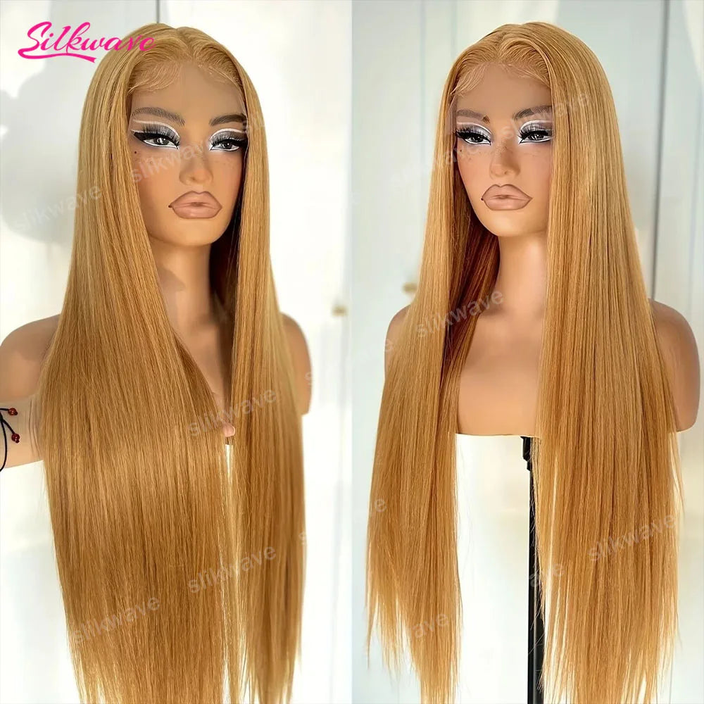 200 Density 27 Honey Blonde Colored Lace Front Wig 13X6 Hd Lace Frontal Wigs Straight Human Hair Wigs Preplucked Brazilian Hair