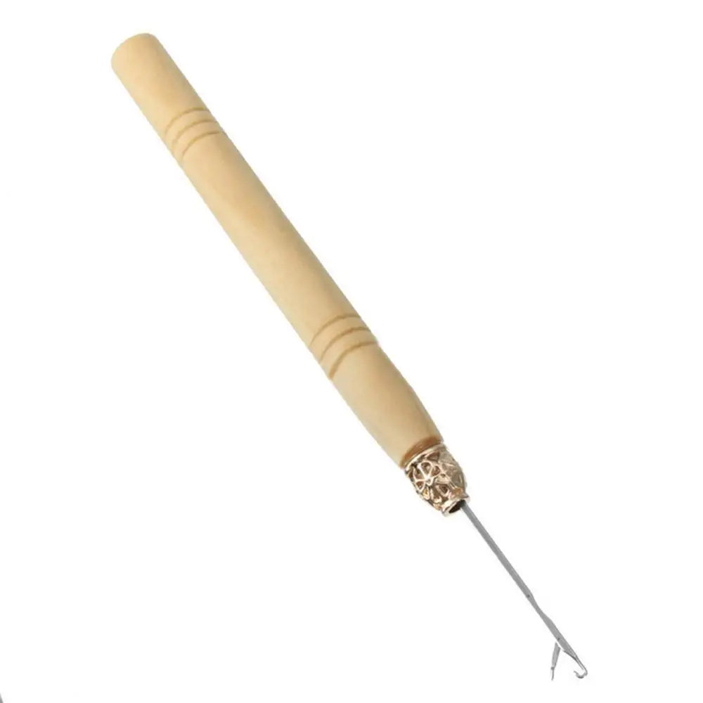 Crochet Hooks Kit Wood Handle Crochet Needles Yarn Weave Knitting Needles Set DIY Weaving Tool Wig Hair Extension Crochet Needle