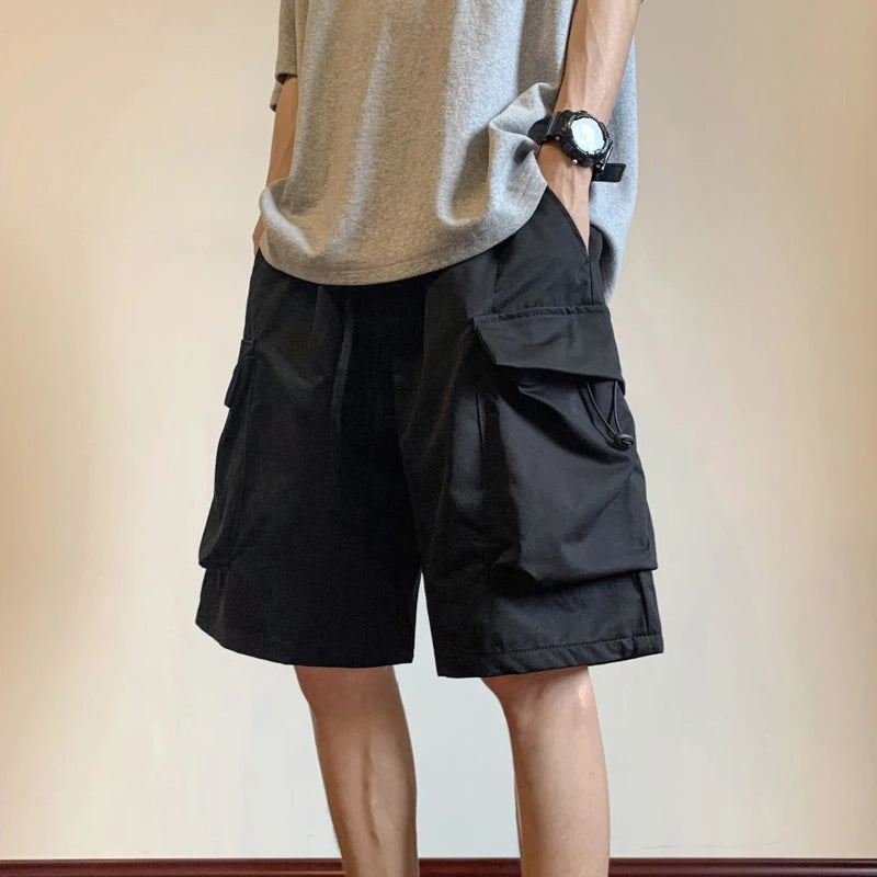 Street Functional Hip Hop Loose Pocket Jacket Pants Men Outdoor Workwear Shorts Straight Sport Five Shorts Underwear