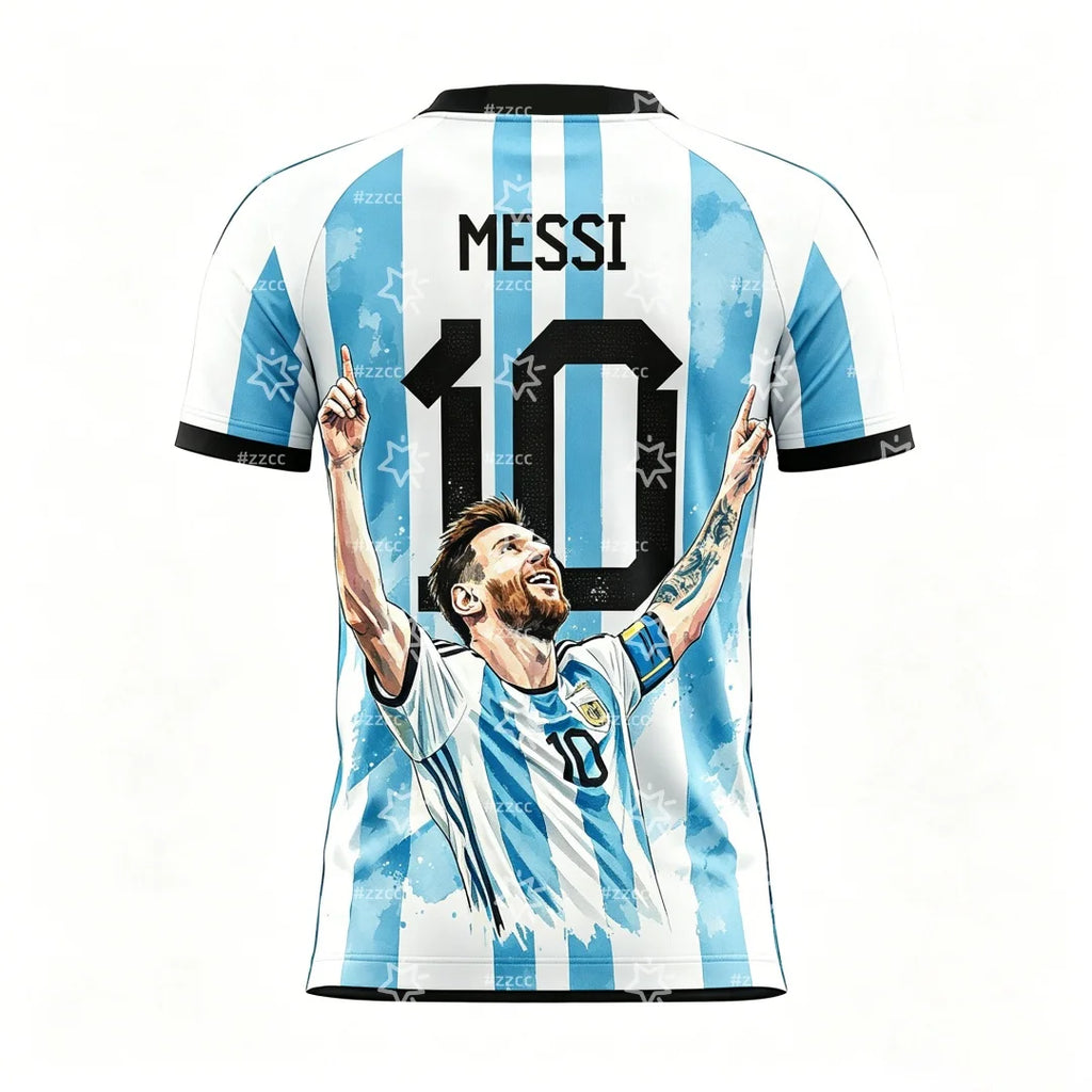 2026 Messi Argentina Team Football Jersey Match & Training Kit Summer Sports Men's T-Shirt Children's Clothing Tee Y2k Woman