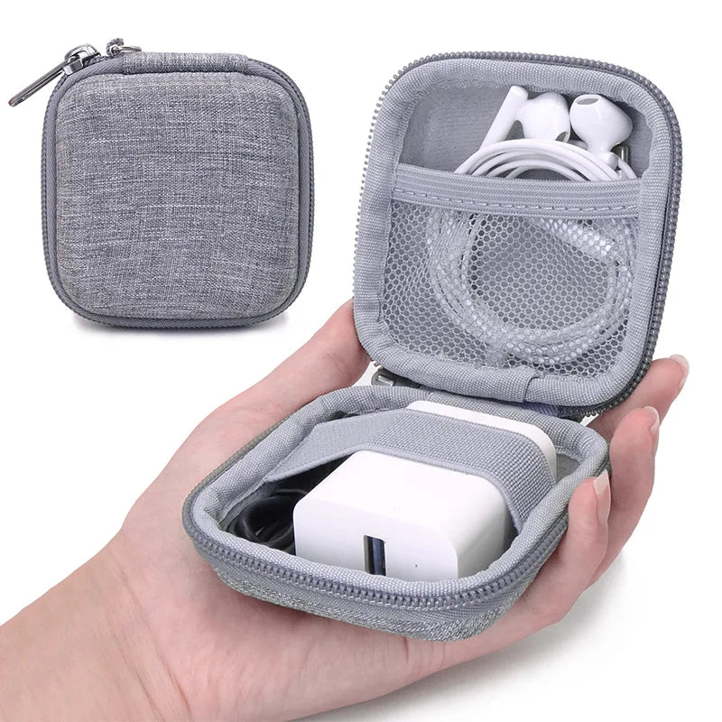 Mini Square EVA Earphone Protective Box Waterproof Digital Charger Headphone Storage Bag USB Data Cable Organizer Carrying Pouch