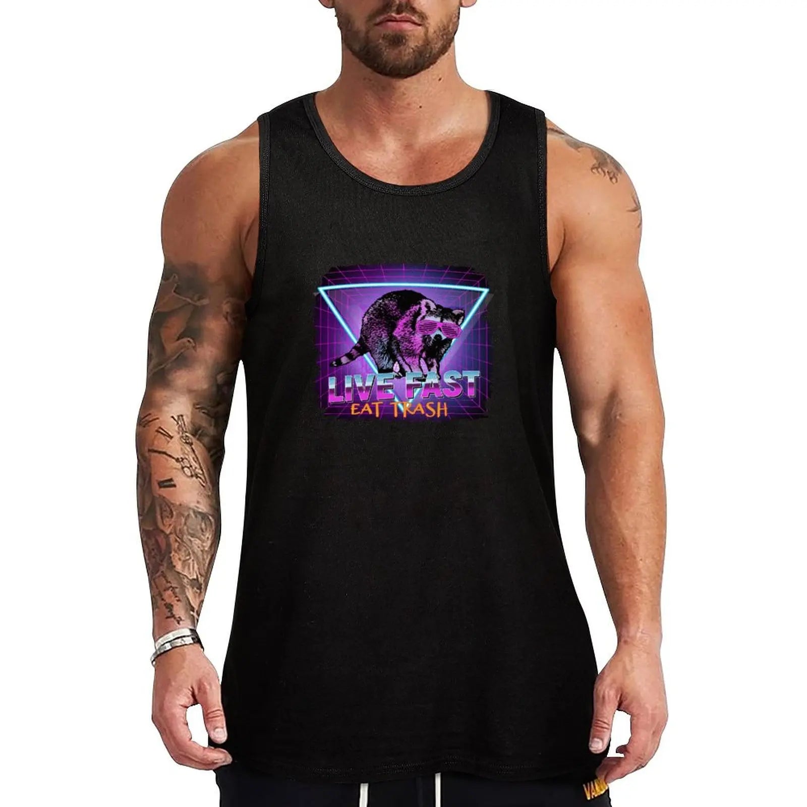 Raccoon Raccoons Live Fast Eat Trash Panda Funny Retro Gift Tank Top running shirt underwear T-shirts men