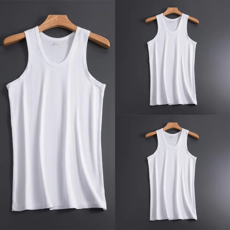 3Pcs Men Muscle Vests Cotton Mens Underwear Sleeveless Tank Top Solid Muscle Vest Undershirts Gymclothing Bodybuilding Tank Tops