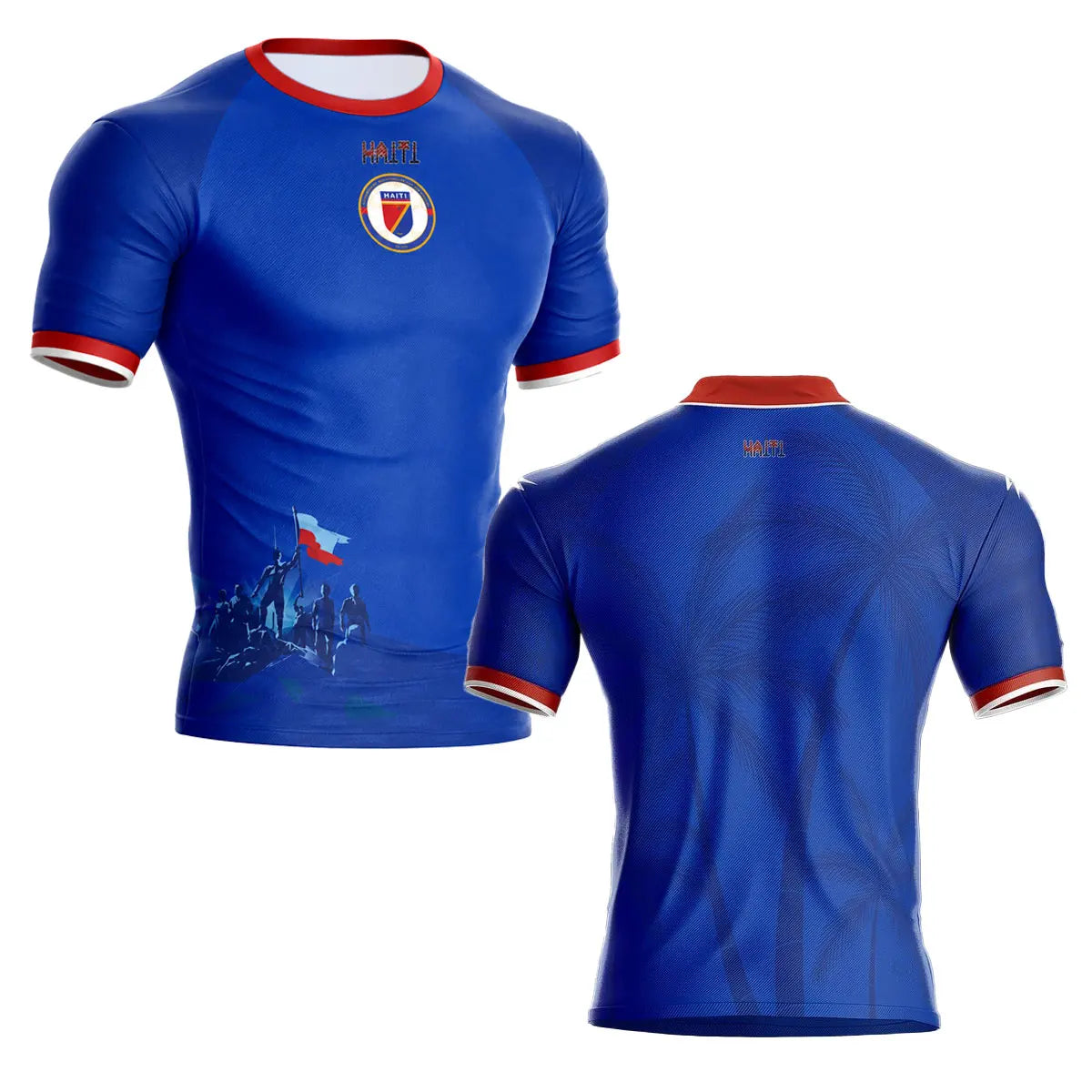 2026 Haiti Soccer Style Jersey Short Sleeve Sport T-Shirt Gym Training Workout Athletic Fitness Quick Dry Sportswear