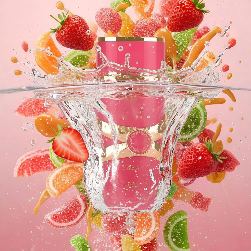 Lataffa Yara Candy Eau de Parfum for Women 100ml Long Lasting Sweet Gourmand Scent with Black Currant Strawberry Fizz Candy and Vanilla Musk Perfect for Daily Office Wear