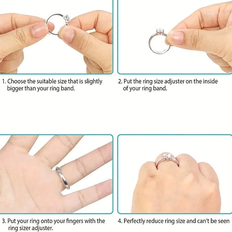 8Pcs Silicone Ring Size Adjuster for Loose Rings Non Slip Jewelry Tool - Universal Fit Reducer Sizer for Wedding Band Engagement