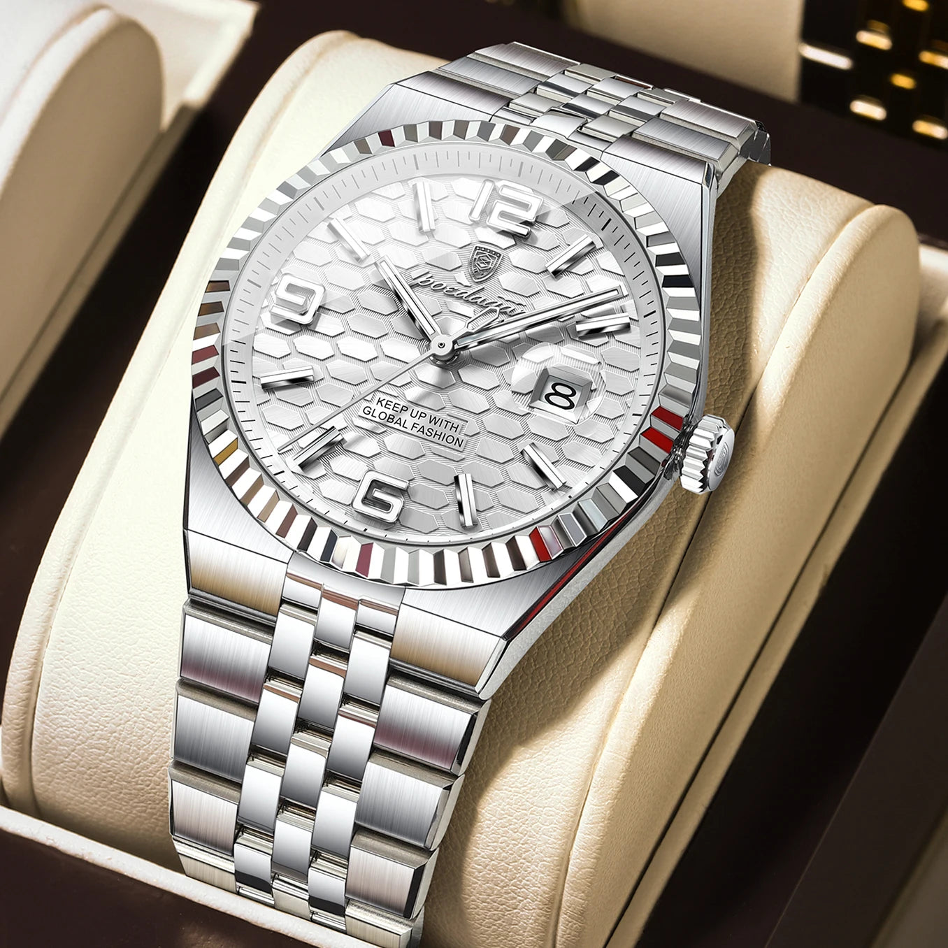POEDAGAR Fashion Exquisite Men Wristwatches Waterproof Luminous Date Luxury Man Watch Stainless Steel Quartz Men's Watches Reloj