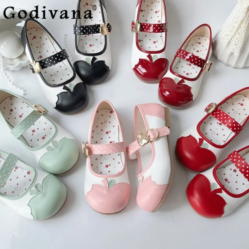 Original Japanese Lolita Mary Jane Shoes Summer New Kawaii Girls Round Head Low Heel Indoor Shoes Student Daughter Flat Shoes