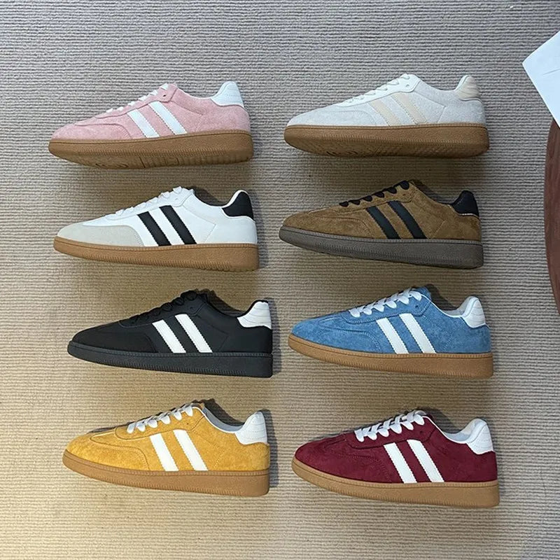 New Retro Round Head Soft Leather Shoes 2026 Spring Style Versatile Breathable Lightweight Agan Sports Shoes for Couples Sneaker