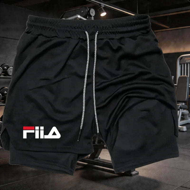 Summer men's 2-in-1 sports shorts breathable and casual quick drying double-layer shorts summer running sports underwear M-3XL