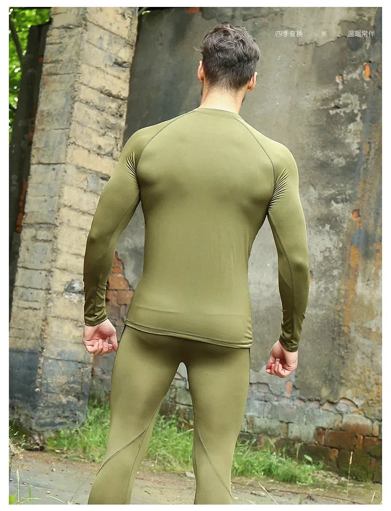 New  Men's Fleece Warm Underwear Sets Outdoor Quick Dry Anti-microbial Stretch Sport Suit Men's Long Sleeve Fitness Clothing