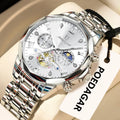 POEDAGAR Exquisite Business Men Watch Waterproof Luminous Chronograph Luxury Man Watches Stainless Steel Men's Quartz Wristwatch