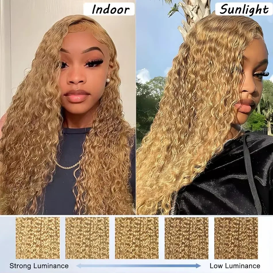 Honey Blonde Colored Curly Human Hair Wigs 13X6 HD Lace Frontal Wig Brazilian Deep Wave Colored Bleached Wigs For Black Women