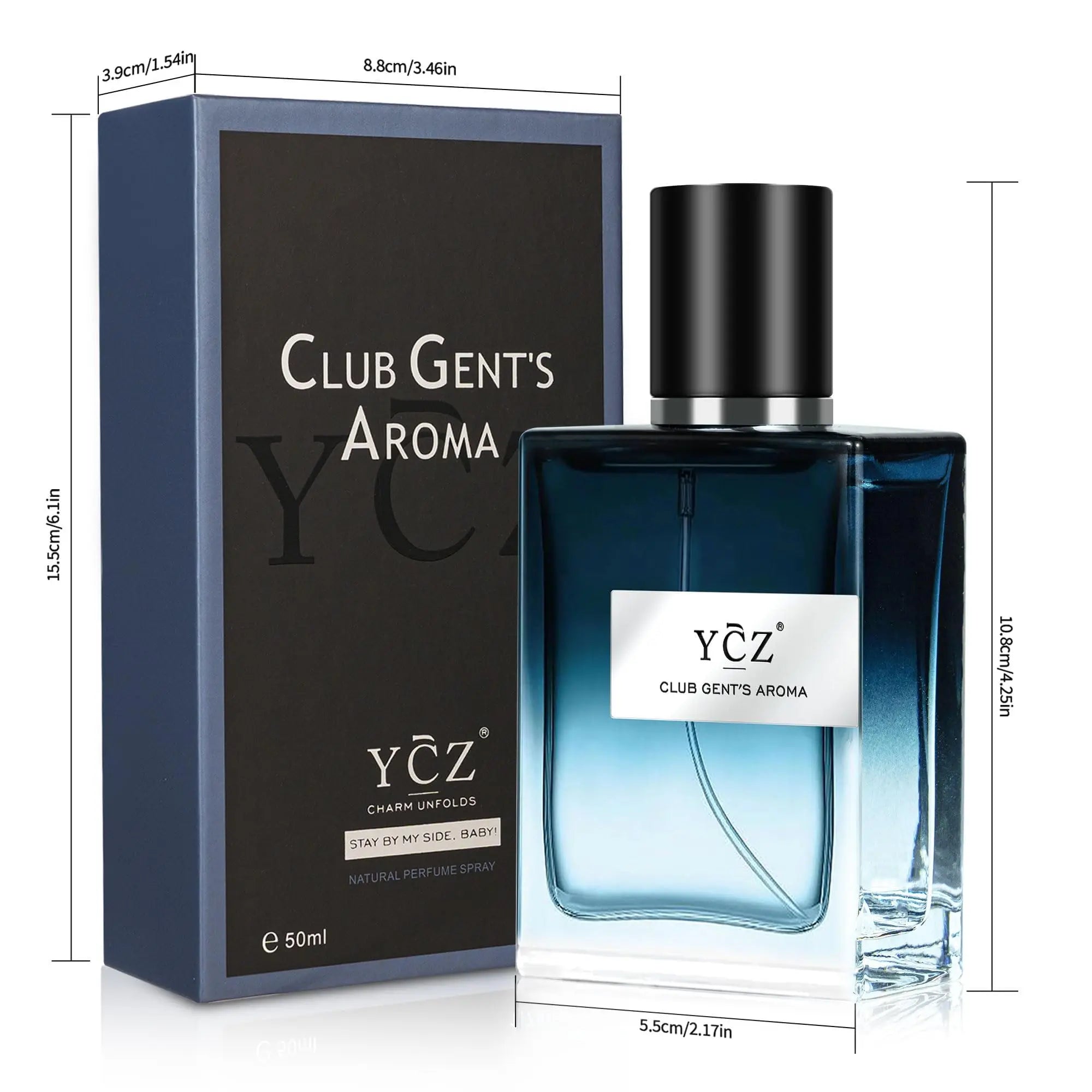 YCZ Men's Eau de Toilette Spray (1.6 oz) — Lemon, Pineapple, Ambergris, Musk — 24-Hour Long-Lasting Cologne
