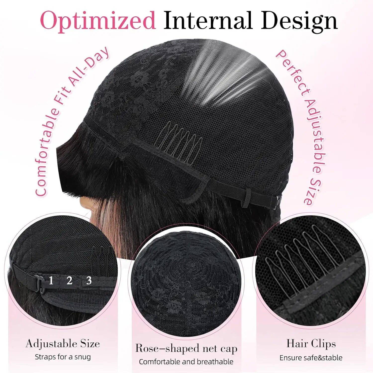 Glueless Straight Bob Human Hair Wigs With Bangs for Women Daily Use 8-10 Inch Non Lace Machine Made Straight Bob Wig On Sale