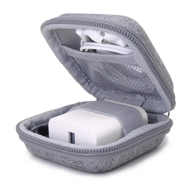 Mini Square EVA Earphone Protective Box Waterproof Digital Charger Headphone Storage Bag USB Data Cable Organizer Carrying Pouch