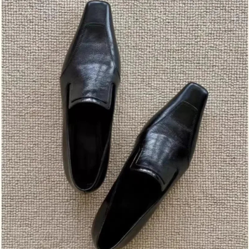 Retro Square Toe Deep Mouth Slip-on Low Heel Women's Shoes Summer New Soft Sole Single Shoes