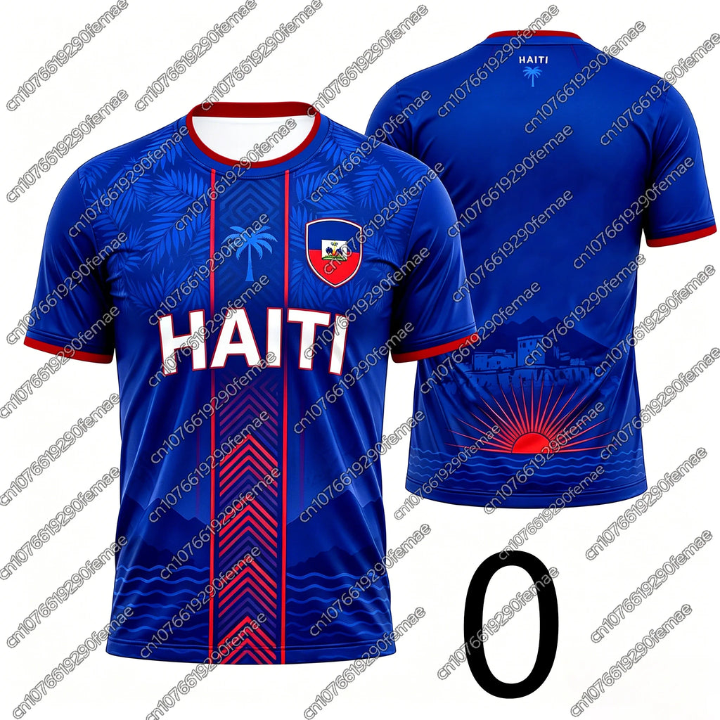 2026 New Summer Haiti Fans T-Shirt Unisex Football Style Name Number Print Jersey Boys Girls Sports Top Hiking Outdoor Apparel