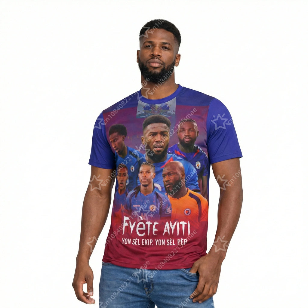 Haiti Soccer Jersey Mondial 2026 Football T-Shirt Men's Family Sportswear Casual Short Sleeve Camiseta De Futbol Fyète Ayiti Top