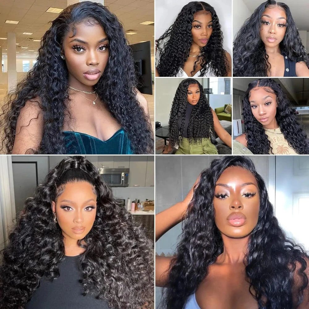 4x4 Deep Wave Wigs Natural 250% Density 26 Inch 4x4 Transparent HD Lace Frontal Wigs Human Hair Pre Plucked Remy Hair Women Wigs