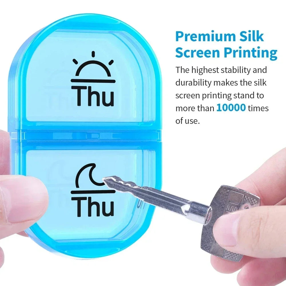 Pill Box 2 Times A Day, Weekly Pill Organizer AM PM with 7 Daily Pocket Case To Hold Vitamin, Medicine, Medication & Supplement